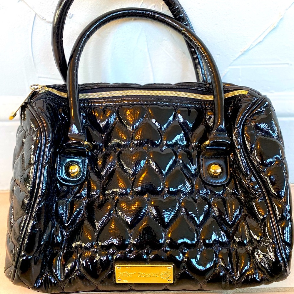 Betsy Johnson Patent Leather Quilted Heart Handbag